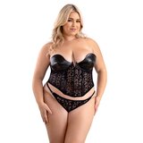 Leather-look and Lace Corset and G-string - Queen Size