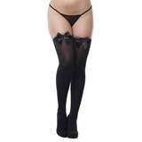 Lovehoney Plus Size Opaque Black Stockings With Black Bows
