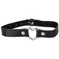Lavaliere Black Faux Leather Heart Ring Collar