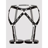 Lovehoney Fierce Wet Look Studded Suspender Garter Set - One size - Black