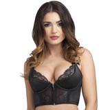 Lovehoney Front-Fastening Black Satin Longline Bra