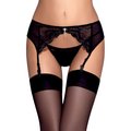 Obsessive Charms Lace Garter Belt With Thong - Black - S/M