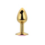 Toosh Gold Metal Butt Plug Small Pink Stone