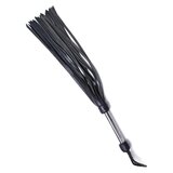 Deluxe Leather Flogger with Metal Handle Black