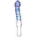 Glacier Glass Blue Spiral Dildo - 8 Inch