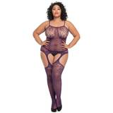 Lovehoney Plus Size Plum Fishnet and Lace Bodystocking