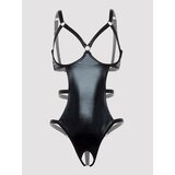 Lovehoney Plus Size Fierce Wet Look Open Cup Body - One Size Queen - Black