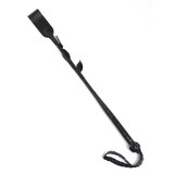 Braided Leather and Leaves Riding Crop