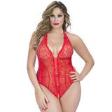 Oh La La Cheri Plus Size Red Crotchless Lace Body