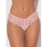 House of Desire Light Pink Jocelyn Pearl Crotchless Thong - XL - Pink