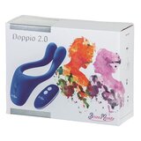 Doppio 2.0 Couples Vibrator with Remote: Blue Silicone Waterproof Vibrating Device