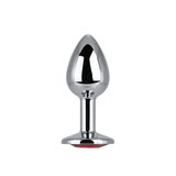 Toosh Silver Metal Butt Plug Small Red Stone