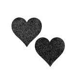 Heart Shaped Glitter Pasties - Black
