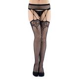 Lovehoney Patterned Fishnet Suspender Tights - One size - Black