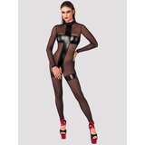 Noir Handmade Black Wetlook Crotchless Catsuit - Small - Black
