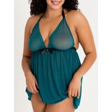 Lovehoney Plus Size Barely There Sheer Green Babydoll Set - One Size Queen - Green