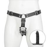 DOMINIX Deluxe Leather Harness with Butt Plug and Cock Cage
