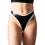 Latex Thong With Trim Black-White