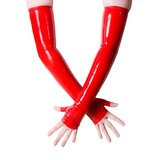 Seamless Fingerless Latex Gloves in Red