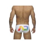 ADDICTED Rainbow Swim Brief - White