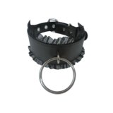 Wide Leather Collar with Lace Trim and Large O-Ring