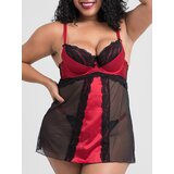Lovehoney Plus Size Empress Red Satin and Lace Chemise Set - 1X / 2X - Red