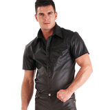 Leatherette Short Sleeved Shirt Black