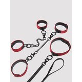 Bondage Boutique Ruby Velvet Collar, Wrist and Ankle Cuff Kit (3 Piece) - Red