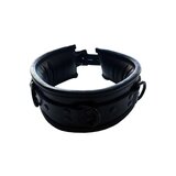 Black Leather Padded Collar with Black Hardware