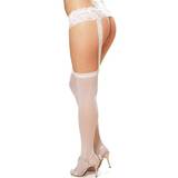Dreamgirl Plus Size White Crotchless Suspender Tights
