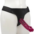 Jawbuster Purple Dildo With Strap-On Harness - 8 Inch