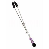 Violet Beaded Clit-Nipple Clamps