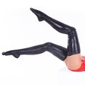 Knee Highs Black Latex Stockings - S