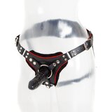Leather Support Power Strap On Harness with Red Piping - One Size