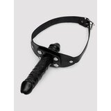 Zado Fetish Leather Mouth Gag Dildo Harness - Black