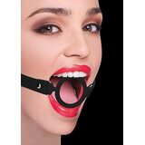 Silicone Ring Gag - With Leather Straps - Black