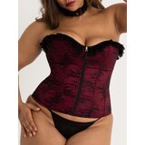 Lovehoney Plus Size Lace Silhouette Corset - 1X / 2X - Wine