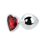 Toosh Heart Shaped Silver with Red Stone Medium