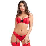 Lovehoney Seduce Me Red Push-Up Bra and Suspender Thong Set