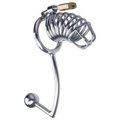 Detention Stainless Steel Chastity Cage with Anal Hook