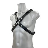 Black Crossover Pyramid Studded Chest Harness