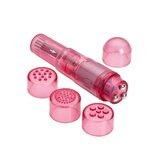 Mini Massager Pocket Rocket with 4 Attachments - Pink