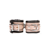 Grey Leather D-Ring Hand Cuffs with Black Padding