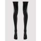 Lovehoney Fierce Plus Size Black Wet Look Thigh High Stockings - One Size Curve - Black