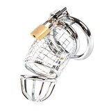 Silver Metal Chastity Cage with Padlock