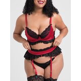 Lovehoney Plus Size Empress Red Satin and Lace Bra Set - 3X / 4X - Red