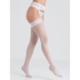 Lovehoney White Fishnet Lace Top Stockings  - One size - White