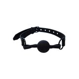 Black Leather Ball Gag with Black Hardware