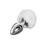 Small Silver Butt Plug with White Tail