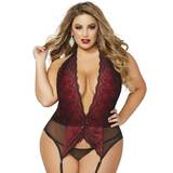 Seven 'til Midnight Plus Size Deep Plunge Suspender Chemise Set